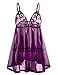 Buauty Womens Exotic Lingerie Teddy Embroidery and Sheer Net Babydoll, Purple, XXXX-Large