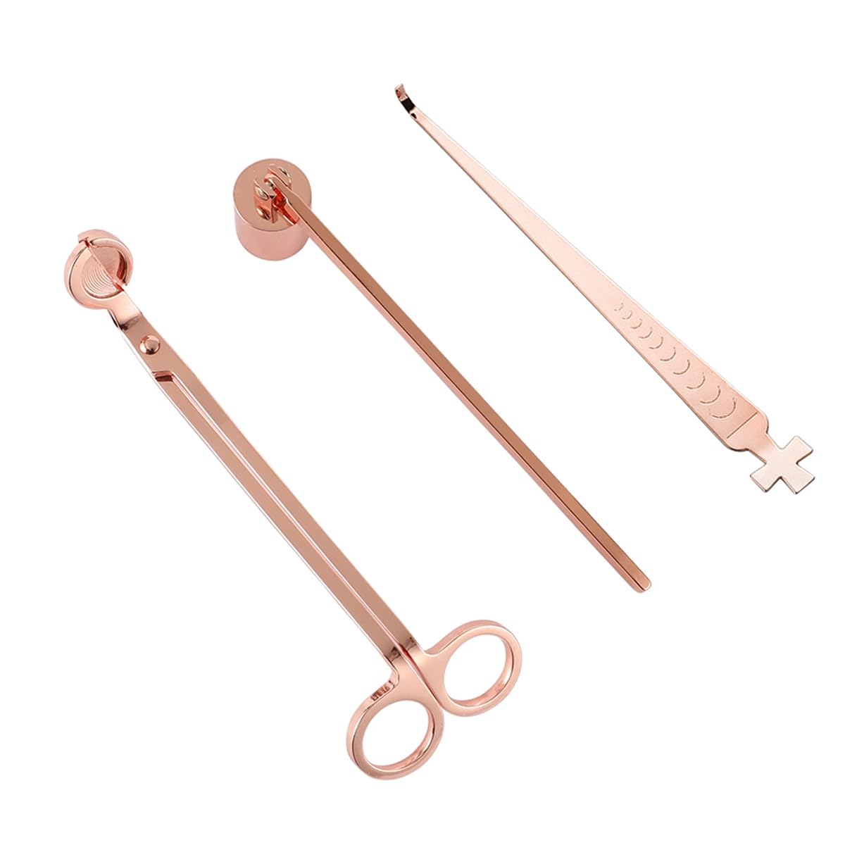 Pebipoo 3 Pcs Candle Tools Accessory Set, Candle Cutting Tool, Wick Trimmer, Rose Gold