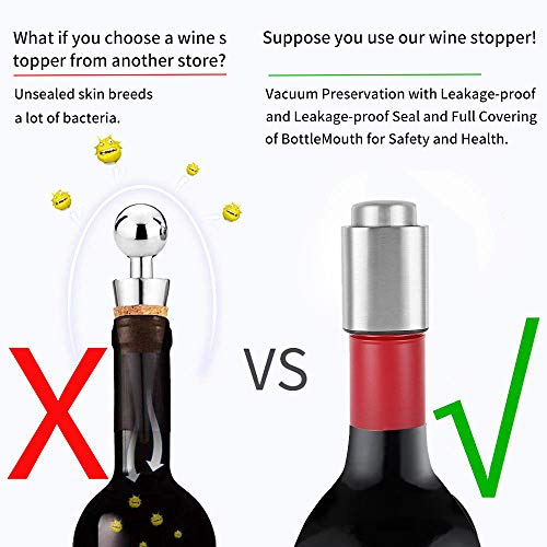 Vacuum Wine Stoppers, with Time Scale Record Wine Stoppers,Reusable Beverage Bottle Sealer and Inner Rubber Keep Fresh,Best Gifts for Wine Lovers