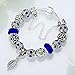 Naivo Designer Inspired Crystal Snake Chain Murano Glass Beads Charm Bracelet - Sapphire Leaf