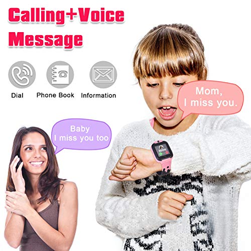 [SIM Card Included] Kids Smart Watch Phone, Waterproof Smartwatches for Children with GPS Tracker Anti-Lost SOS Call Touch Screen Voice Chat for Boys and Girls School Birthday Gifts (Pink) - Thumbnail 3