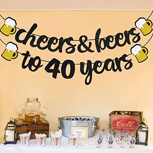 Joymee-Cheers-Beers-to-40-Years-Black-Glitter-Banner-for-40th-Birthday-Wedding-Anniversary-Party-Supplies-Decorations-PRESTRUNG