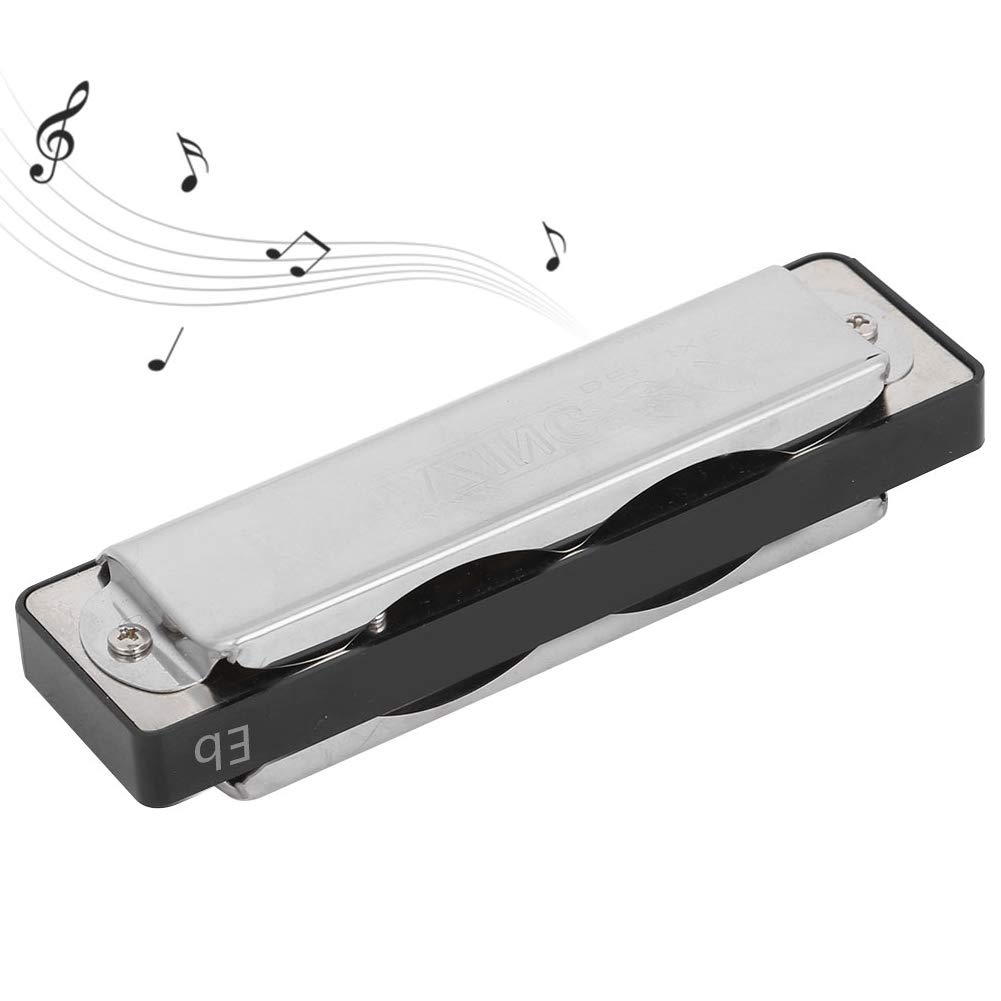 Harmonica Key of Eb 10 Holes Blues Harmonica Mouth Organ with ABS Resin Comb for Professional Performance,Beginner, Students (Black) Playing Musical Instruments