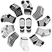 YOHOOLYO Baby Socks 10 Pairs Assorted Non Skid Cotton Socks 16-36 Months Walker Boys Girls Toddler Anti Slip Stretch Knit Stripes Star Sneakers Crew Socks