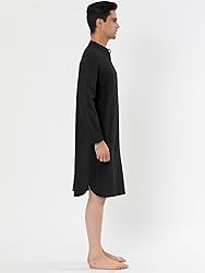 Lars Amadeus Men's Black Nightshirt Sleep Shirt