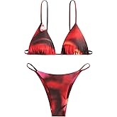 WDIRARA Women's 2 Piece Tie Dye Triangle Bikini Sets Spaghetti Strap Swimsuit Bathing Suit