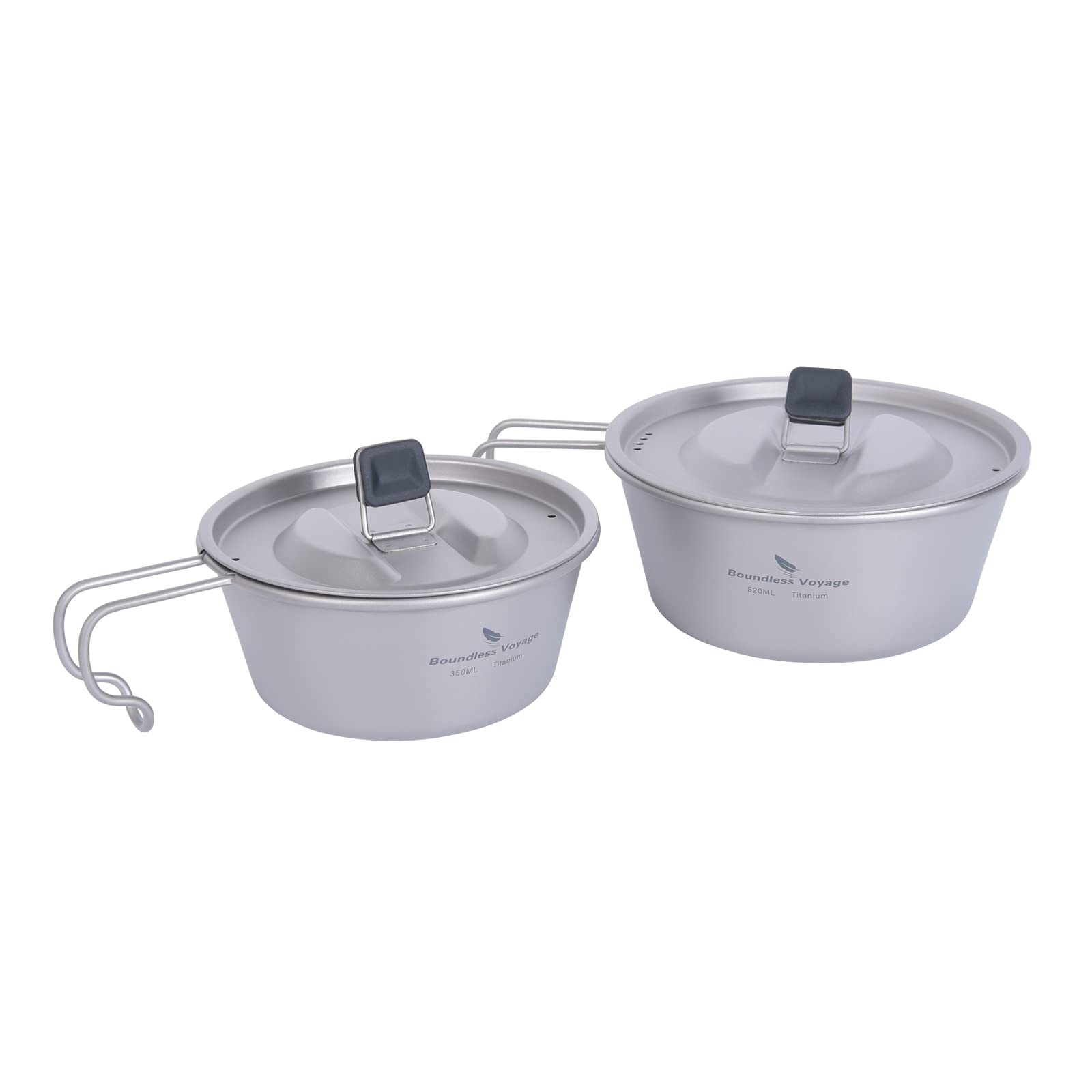 iBasingo Titanium Bowl Deep Type Camping Sierra Cup 350ml 520ml Single Layer Pot with Lid Lightweight Drinkware Outdoor Hiking Portable Mug with Hanging Handle (Ti1099T)