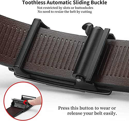 Mens Belt Brown, Ratchet Belt Dress with 1 3/8\