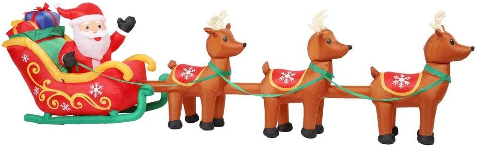 Amazon Com Giant 16 Ft Inflatable Lighted Santa In Sleigh With
