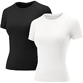 LOMON Womens Workout Tops Short Sleeve Raglan Athletic Shirts Yoga Gym Crewneck Quick Dry Tshirts