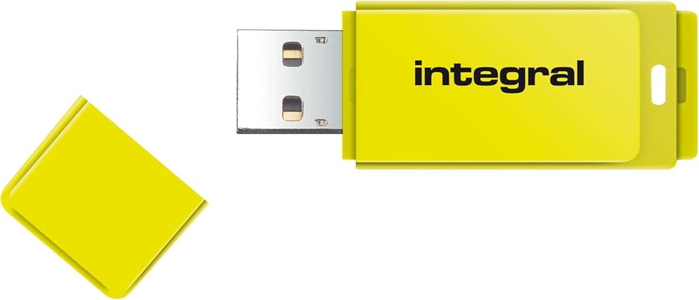 Integral 128GB Neon Yellow USB 2.0 Flash Drive Stick Thumb Drive