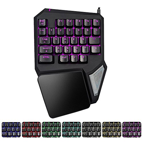 MOSTOP Gaming Keypad One-Handed Keyboard Single Hand Keyboard 29 Keys T9 Pro with 7 Color LED Backlit Perfect for LOL / WOW / DOTA 2 / PUBG (Gaming Keypad)