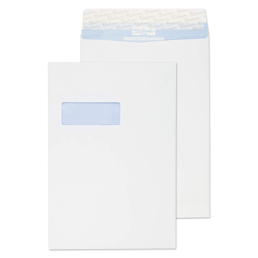 Blake Secure C4 324 x 229 mm 125 gsm Tear Resistant Pocket Peel & Seal Window Envelopes (TR8801) White - Pack of 125
