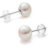 NORBU S925, AAA+ Button Freshwater Stud Pearl Earrings for Women, Timeless Elegant Gifts for Her Mom Wife, Mothers Day/Wedding Anniversary/Christams