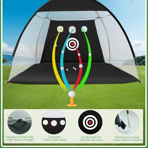 300 * 210 * 180Cm Golf Practice Net, Golf Training Net for Backyard Chipping Driving Garage, Outdoor/Indoor