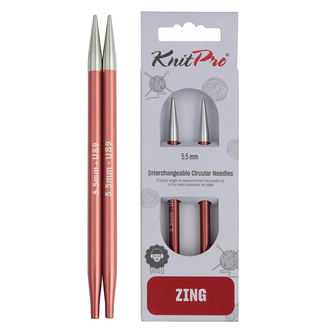 KnitPro Zing Interchangeable Circular Needles 4" (10cm) | 5.50mm — image 1
