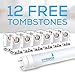 12-Pack of Hyperikon T8 LED Light Tube, 4ft, 18W (40W equivalent), 5000K (Crystal White Glow), Single Ended Power, Frosted Cover, UL-Listed & DLC-qualified - [12 Tombstones Included]