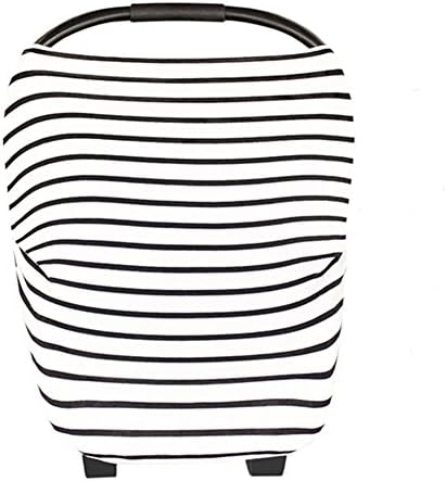 Premium Nursing Breastfeeding Cover Scarf - VOFO Baby Car Seat Canopy, Shopping Cart, Stroller, Carseat Covers for Girls and Boys - Perfect Gift! (White Black B)
