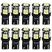 Safego T10 LED White W5W 5-SMD 5050 Super Bright 194 168 2825 Wedge LED Car Lights Source Replacement Bulbs Interior Lamps Pack of 10
