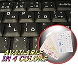 GERMAN KEYBOARD STICKERS WITH WHITE LETTERING ON TRANSPARENT BACKGROUND