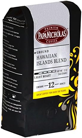 PapaNicholas Hawaiian Islands Blend Ground Coffee, 12-Ounce Bag - 6 pack