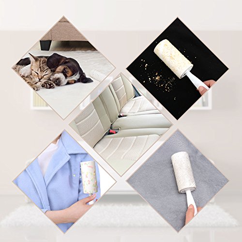 Lint Roller,Long Handle Drum Type Strong Sticky Lint Remover Roller with 8 Refills Total 540 Sheets for Pet Hair,Dust,Clothes and Car seats Removal(White) - Thumbnail 6