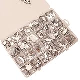 meicry beads Sew On Rhinestones 700 Pieces 2-Hole Flatback Crystal Gems Acrylic Silver with Needles Hand Stitching Scissor for DIY Project