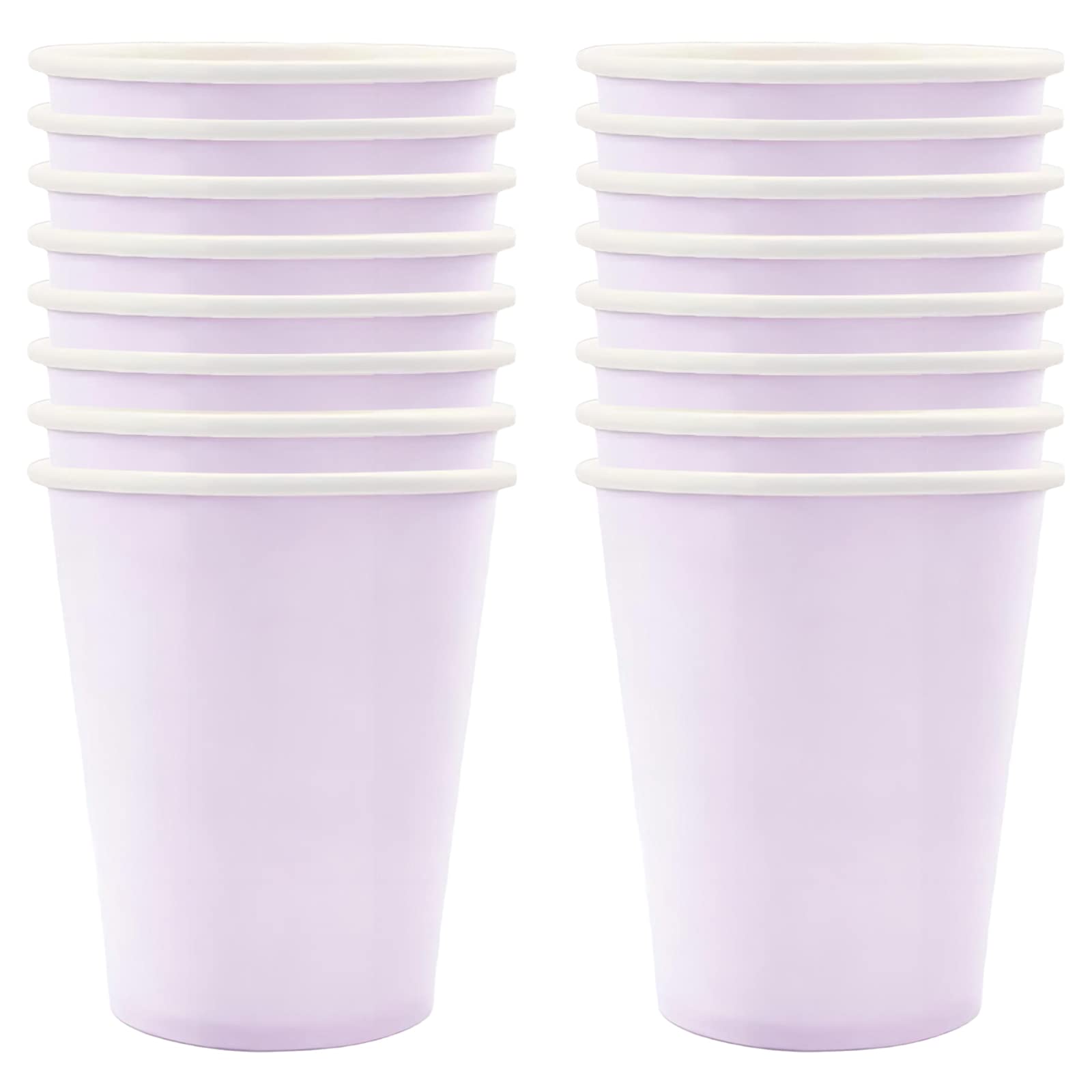 POPOYU 16Pcs Pastel Purple Party Paper Cups,Pastel Purple Party Tableware Decor Pastel Purple Disposable Paper Cup Pastel Purple Plates for Kids Pastel Purple Party Supplies Table Decorations