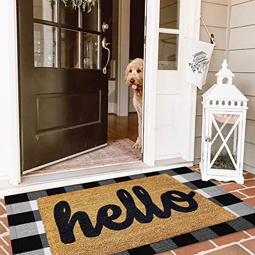 KILOCOCO Front Door Mat Door Mat Outdoor, Buffalo Plaid Outdoor Door