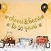 Cheers & Beers to 50 Years Gold Glitter Banner for 50th Birthday Wedding Anniversary Party Decorations Pre Strung & Ready To Hang, Beer Party Decorations