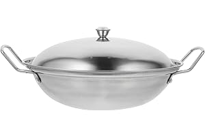 Hemobllo Thick Stainless Steel Hot Pot with Lid 10 Inch Double Ears Cooking Pot for Home and Restaurant Use