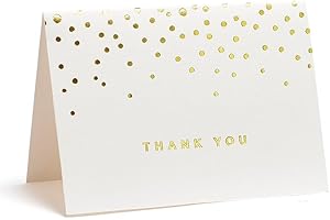 Gartner Studios Gold Foil Dots Thank You Cards, Ivory and Gold Foil Blank Thank You Notes, 3.5” x 5”, Set of 50 Blank Notecards with Envelopes (13745)