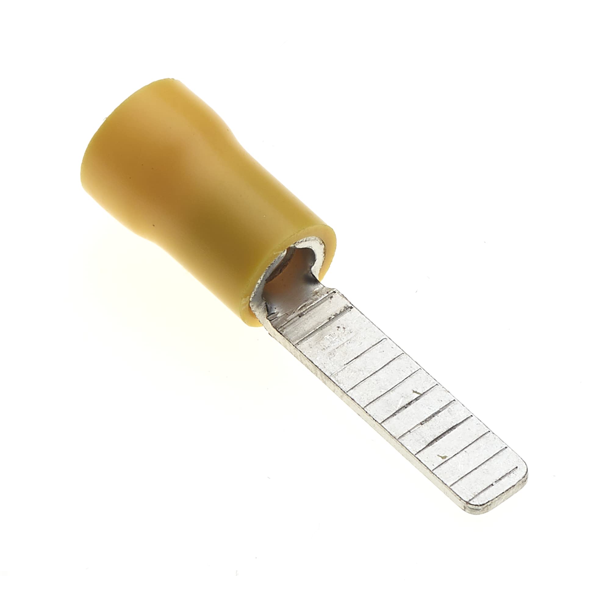 Crimp Blade Terminals, Pack Of 100 - Yellow, 6.35mm, 48A, Vinyl Insulated Terminal Wire Ferrules Copper Connectors, Cord Cable End