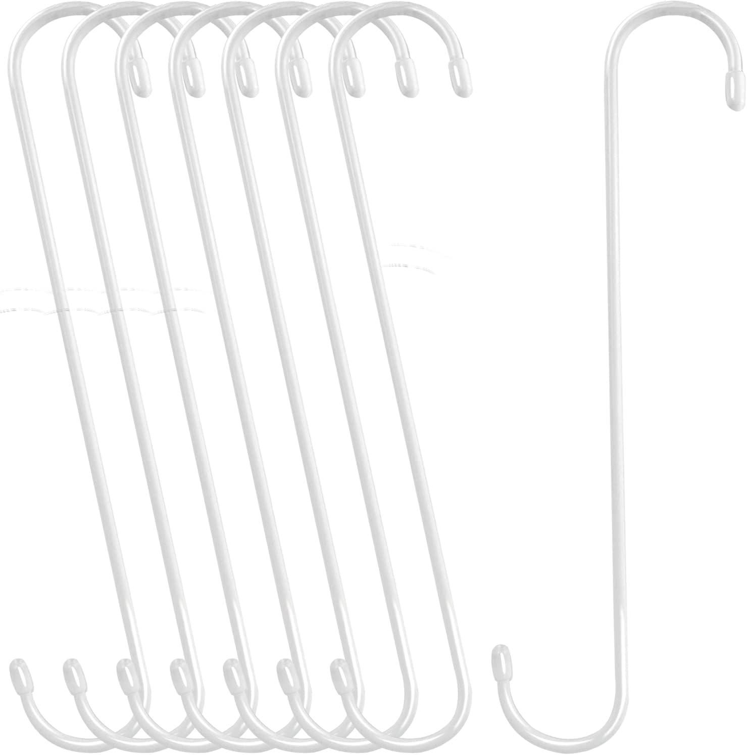 Outdoor Hanging Brackets - HiGift 8 Pack 12 Inches Extension S Hooks for Hanging Plant Basket Outdoor Bird Feeder House, Heavy Duty Long S Shaped Hook for Kitchen Pots and Pans, Patio Decoration, Towels, Clothes, Chimes - White
