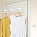 Magicfly Over The Door Closet Rod, Heavy-Duty Over The Door Hanger Rack with Hanging Bar for Coat, Towels Holder, Freshly Ironed Clothes, White