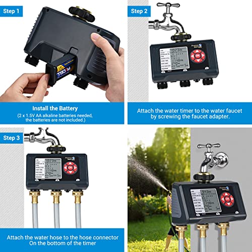 DEWENWILS Sprinkler Timer 3 Zone, Water Hose Garden Irrigation Timer ...