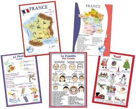 Long Bridge Publishing French Language School Poster Set N.2 - Assorted Bilingual Wall Charts