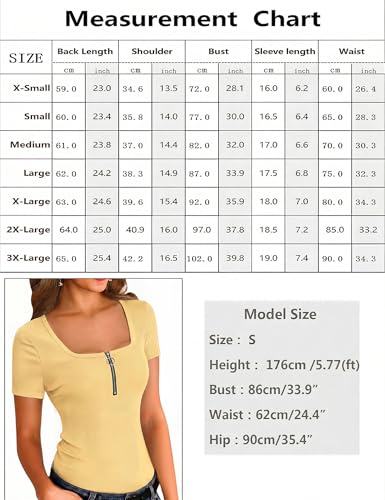 Totatuit Women's Short Sleeve Slim Fit U-Neck Zip Up T-Shirt Sexy and Modern Style for Spring and Summer