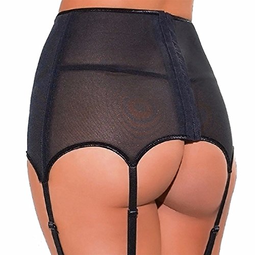 Mangotree Damen Strapsgürtel Strapsstrümpfe Reizvolle Hoch-tailliert Aushöhlen Spitze Strumpfbänder Semi Sheer Strapsen… – Bild 3