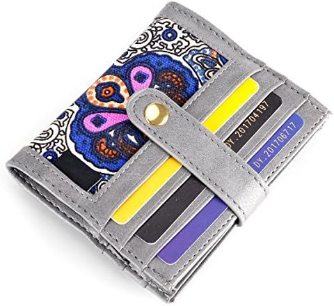 Front Pocket Wallet for Women Credit Card Holder Case with Snap Button Closure (GREY)