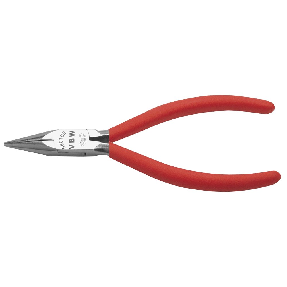 VBW 580105 Chromed/Plastic Coating Precision Mechanic's-Snipe-Nose Plier 130Mm, Red/Silver