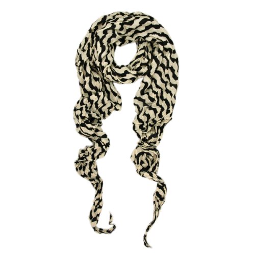 Premium Lightweight Long Crinkle Stripe Scarf, Black