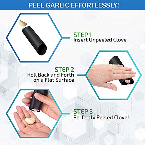 Knoblauchpresse Geeignet für Spülmaschine, Ingwer Crusher Kommt mit zwei Knoblauchschälern und einer Bürste, Lebensmittelqualität Edelstahl