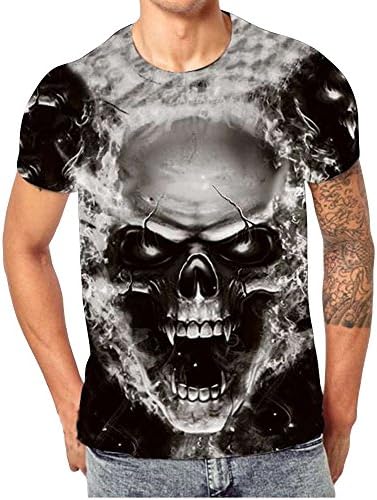 Quistal Men's Fashion 3D Skull Print Tees Shirts Round Neck Short Sleeve Casual T-Shirt Tops