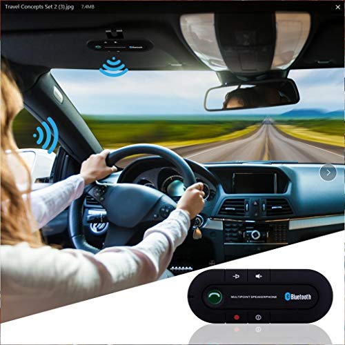Salemar Handsfree Bluetooth Visor Speakerphone Car Kit Bluetooth Wireless Audio Music Receiver with USB Charging Ports (MP3 & Charger)
