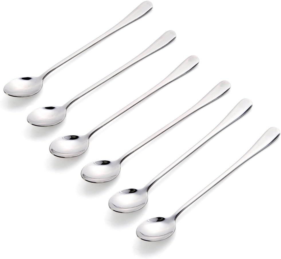 CHESEY Long Espresso Spoons Set Stainless Steel Round Coffee Spoon 6 Piece Set