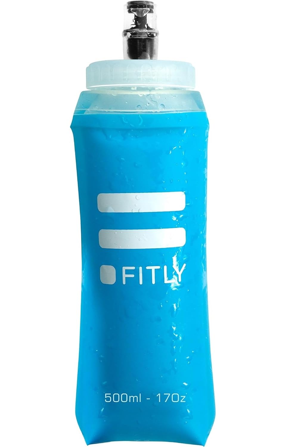 FITLY Soft Flask 500ml - Shrinks As You Drink Soft Water Bottle for Hydration On The Move - Collapsible Running Water Bottle, Hiking, Cycling - Soft Flask Running