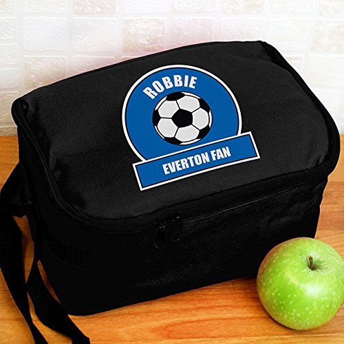 Personalised Boys Lunch Box Bag, Football Theme Blue Design, Soccer