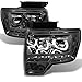 AKKON - For Ford F150 Smoke Exclusive Halo Projector SMD DRL LED Headlights Driver + Passenger Side Pair