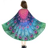 iROLEWIN Kids Fairy Peacock Wings Costumes Feathered- Girls Princess Dress Up Kit Role Play Party Games (Rose)